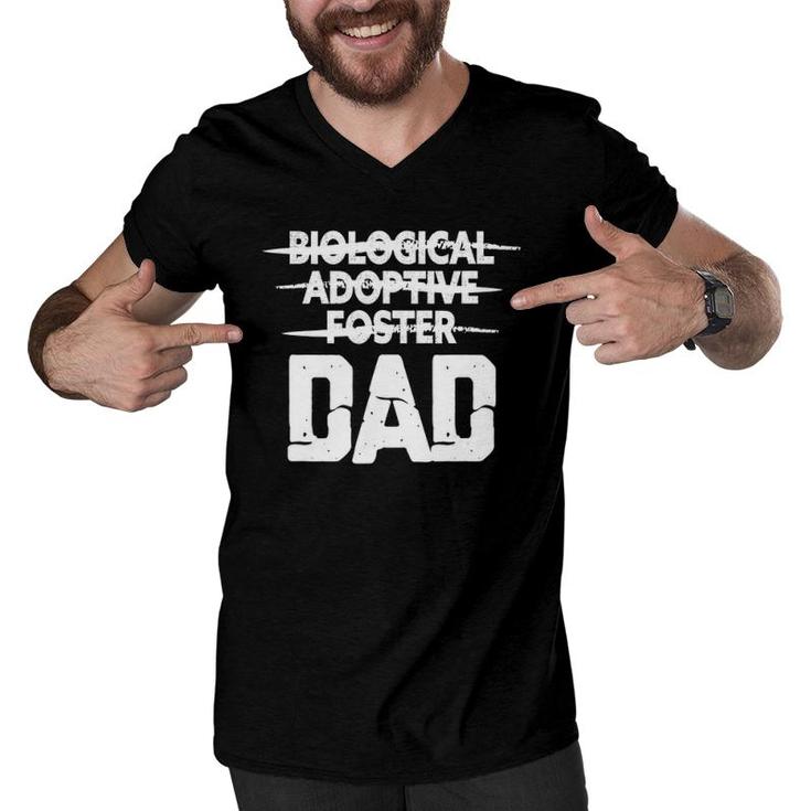Mens Biological Adoptive Foster Dad Adoption Love Father Men V-Neck Tshirt
