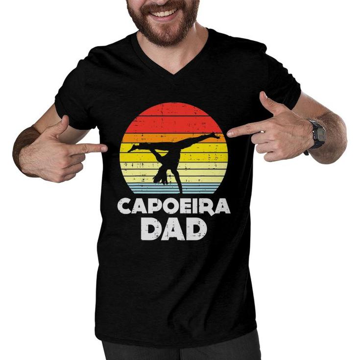 Mens Capoeira Dad Sunset Retro Dance Martial Art Fighter Men Gift Men V-Neck Tshirt