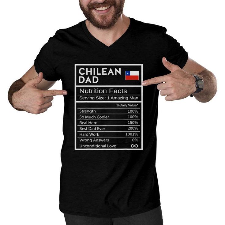 Mens Chilean Dad Nutrition Facts National Pride Gift For Dad Men V-Neck Tshirt