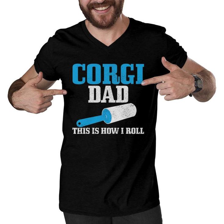 Mens Corgi Dad Dog Hair Funny Beagle Men V-Neck Tshirt