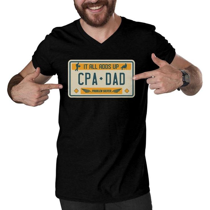 Mens Cpa Dad Funny Accountant Accounting License Place Men V-Neck Tshirt