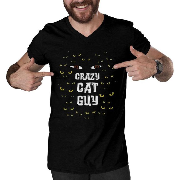Mens Crazy Cat Guy & Cat Daddy Men V-Neck Tshirt