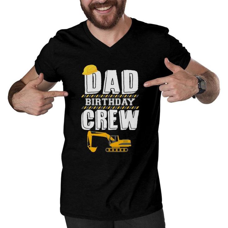 Mens Dad Birthday Crew Construction Worker Men V-Neck Tshirt