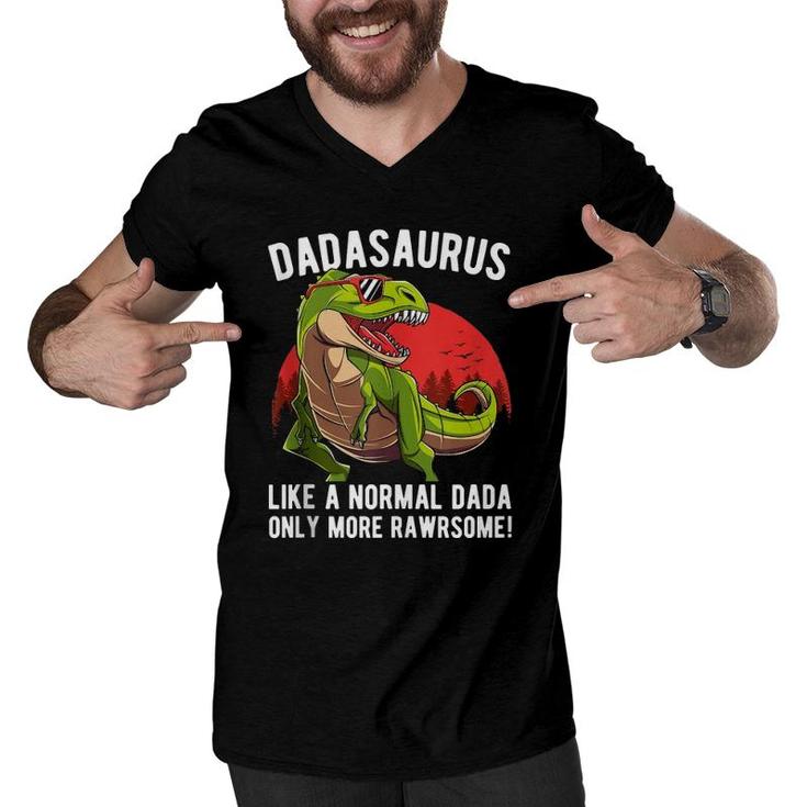 Mens Dadasaurus Like A Normal Dada Only More Rawrsome Men V-Neck Tshirt