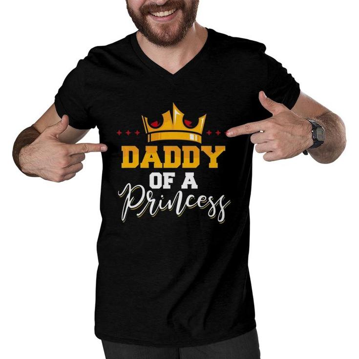 Mens Daddy Of A Princess Father And Daughter Matching Premium Men V-Neck Tshirt