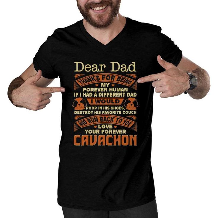 Mens Dear Dad Love Your Forever Cavachon Gift Men V-Neck Tshirt
