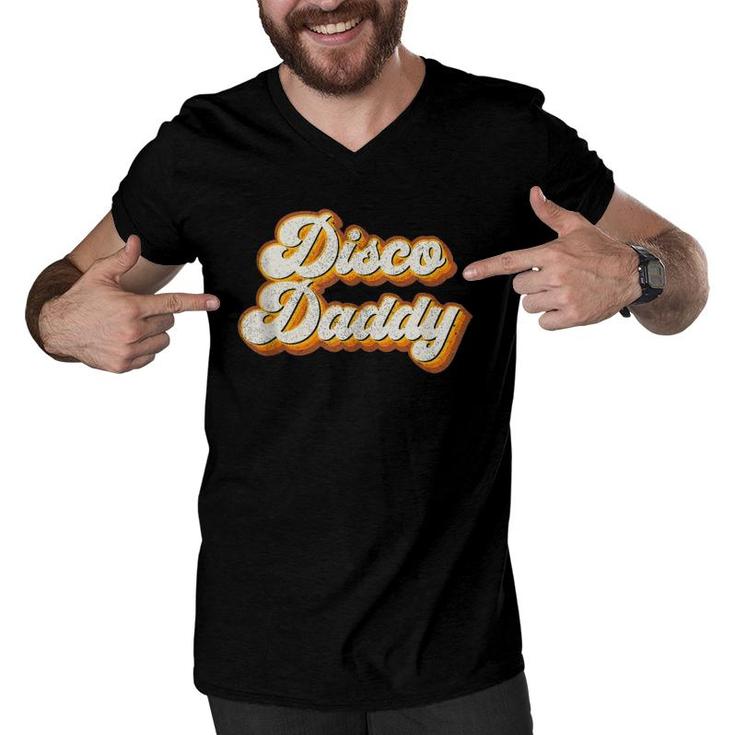Mens Disco Daddy Retro Matching 60'S 70S Party Costume Dad Gift Men V-Neck Tshirt