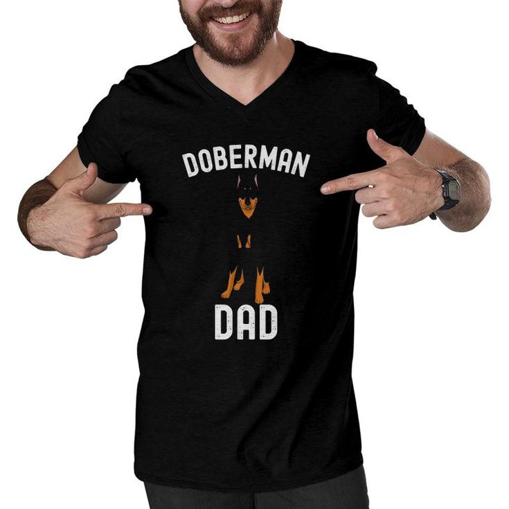Mens Doberman Dad Father's Day Men Doberman Lover Owner Funny Dog Men V-Neck Tshirt