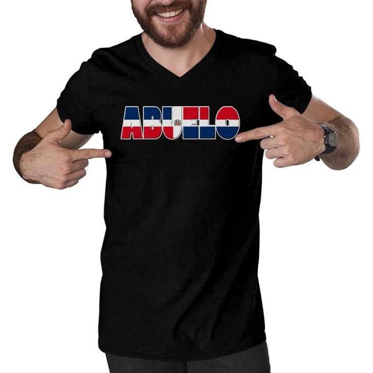 Mens Dominican Flag Abuelo Tee- For Hispanic Grandfather Men V-Neck Tshirt