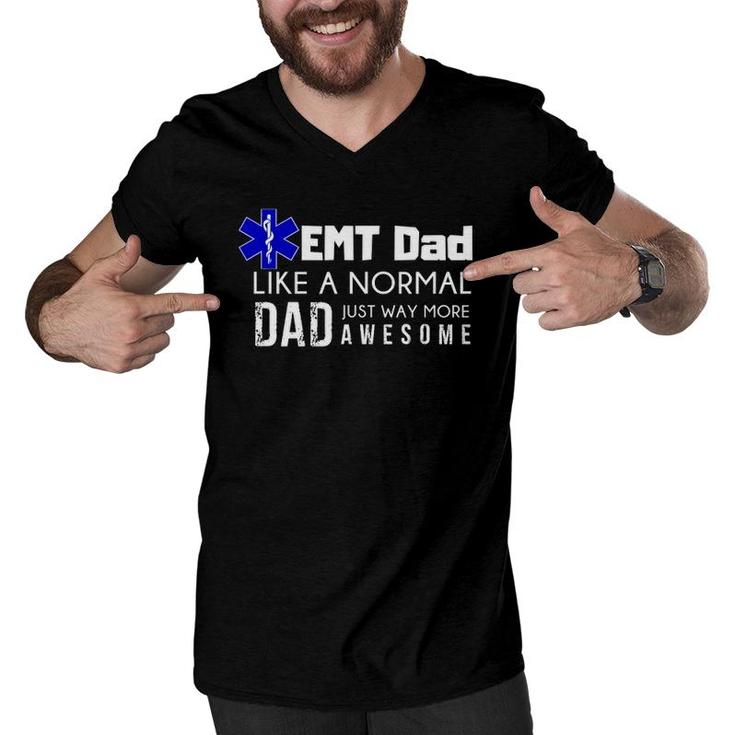 Mens Emt Dad  Ems Medic Men Gift Daddy Graphic Tee Men V-Neck Tshirt