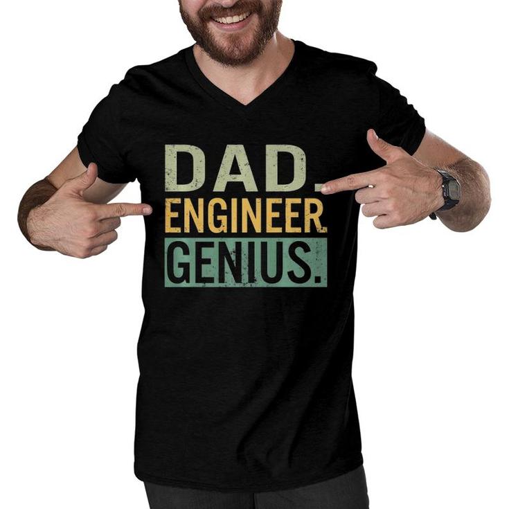 Mens Fathers Day Dad Engineer Genius Engineering Daddy Papa  Men V-Neck Tshirt