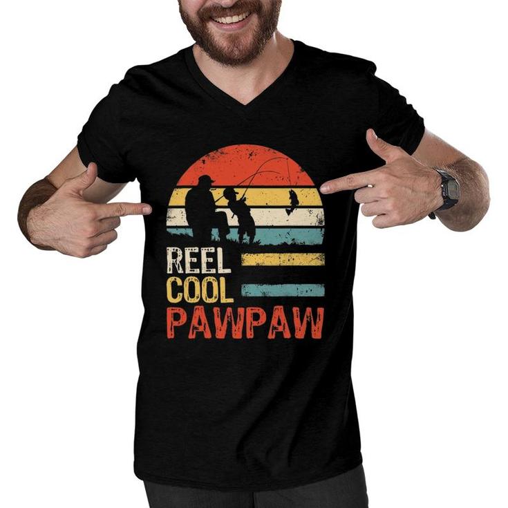 Mens Father's Day Gifts- Fishing Reel Cool Pawpaw Men V-Neck Tshirt