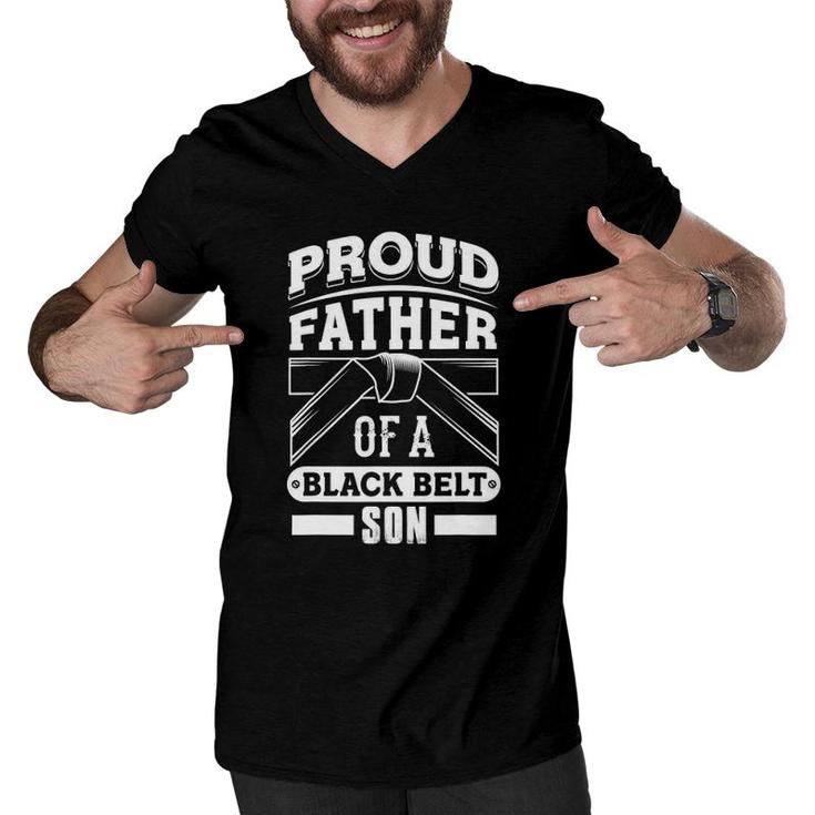 Mens Fathers Day Proud Father Of A Black Belt Son Karate Men V-Neck Tshirt