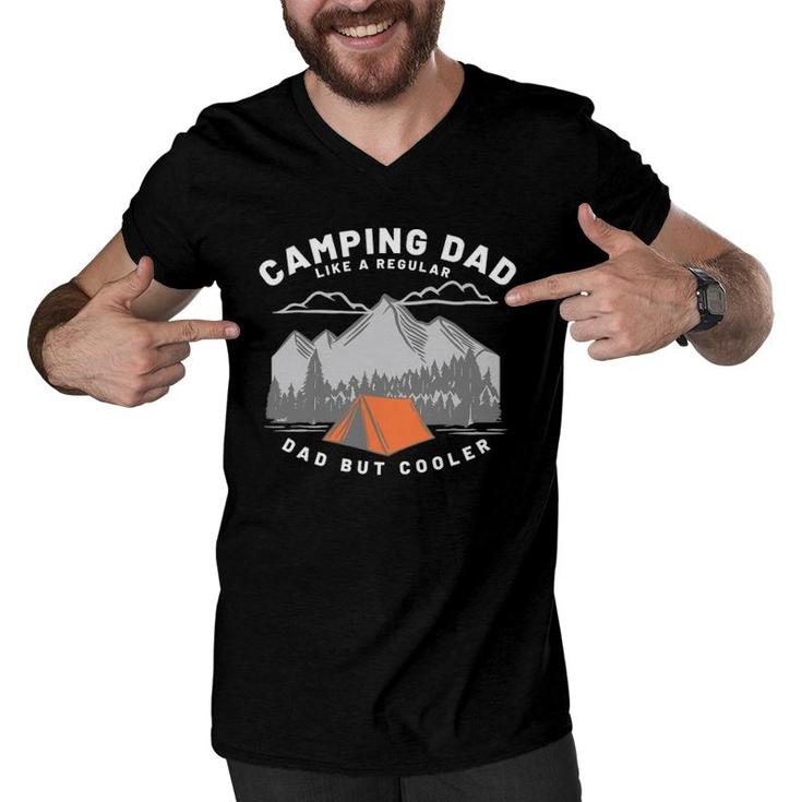 Mens Fathers Who Camp Camping Dad Men V-Neck Tshirt