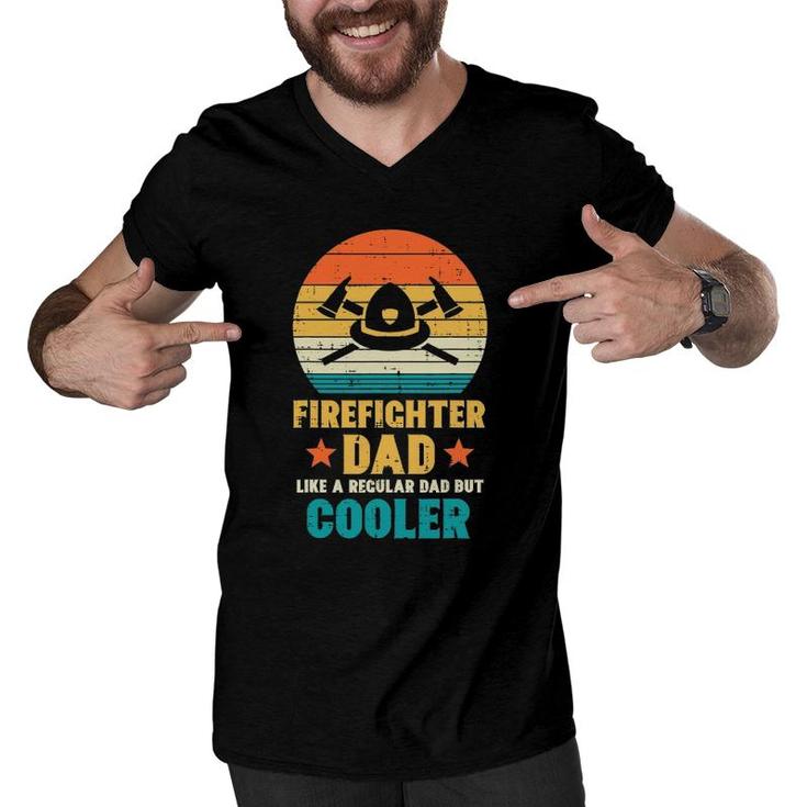 Mens Firefighter Dad Regular But Cooler Fathers Day Fireman Men Men V-Neck Tshirt