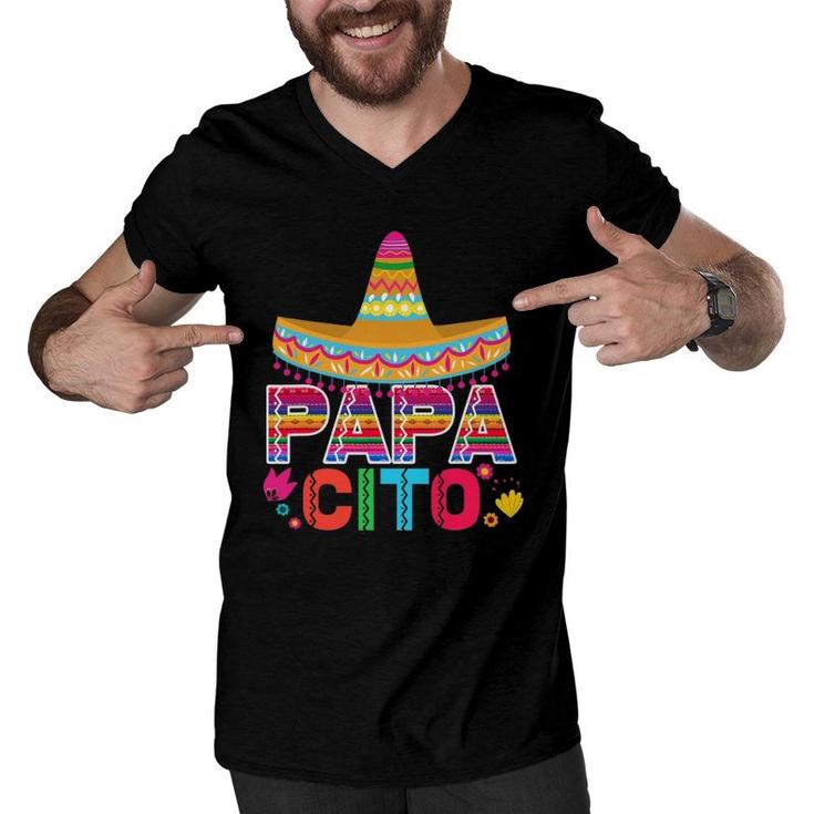 Mens Funny Father's Day Gift For Men Papacito Dad Men V-Neck Tshirt