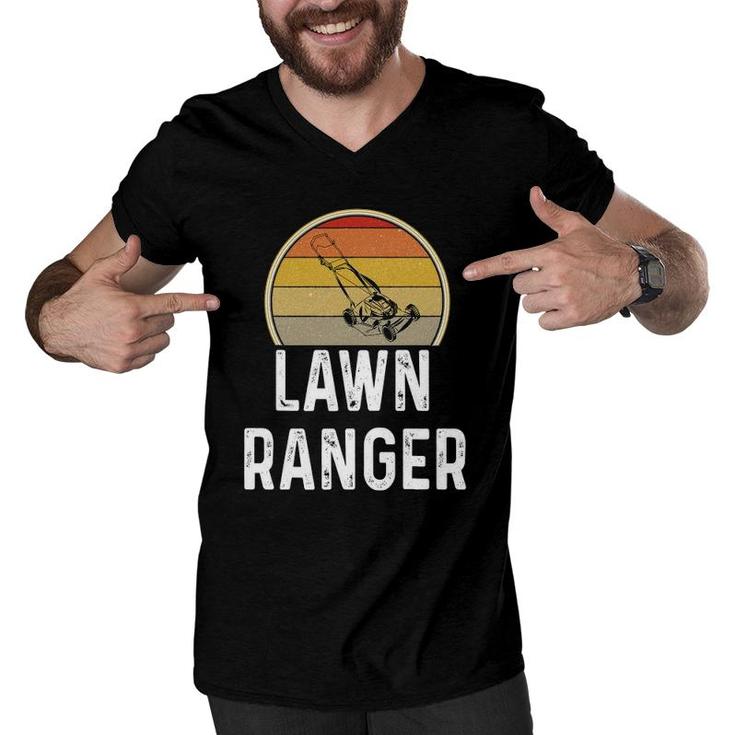Mens Funny Lawn Ranger Mowing Grass Cutting Dad  Retro Gift Men V-Neck Tshirt