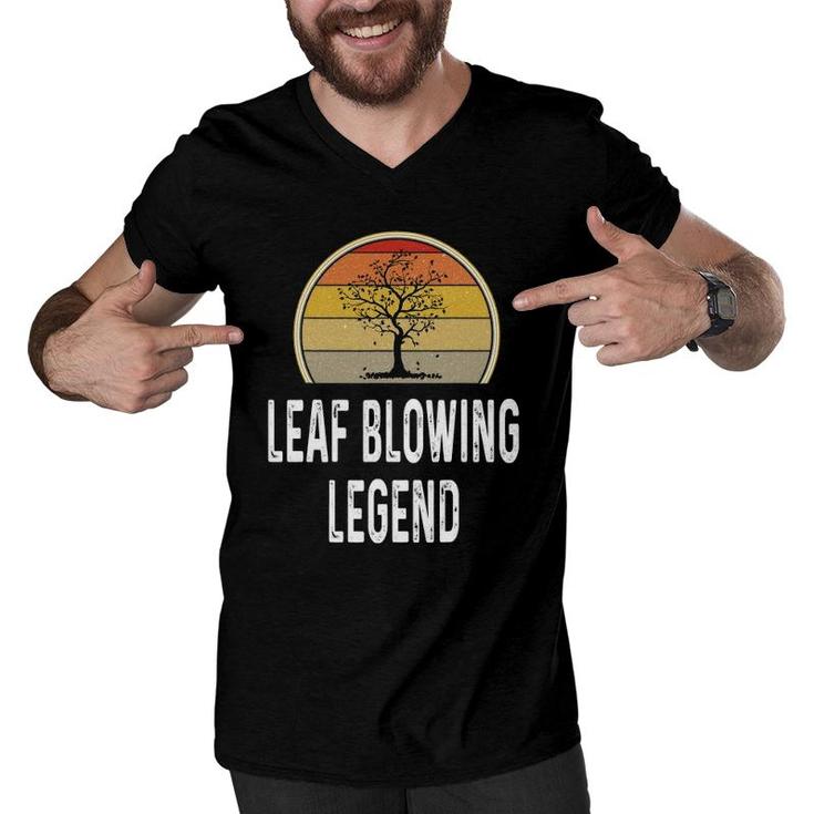 Mens Funny Leaf Blowing Legend Lawn Grass Cutting Dad Gif Men V-Neck Tshirt