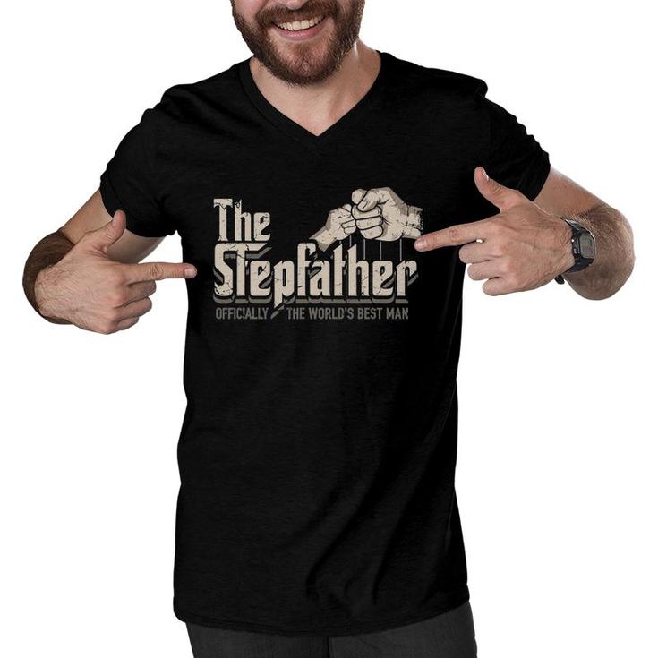 Mens Funny Stepdad Gifts Stepfather Officially World's Best Man Men V-Neck Tshirt