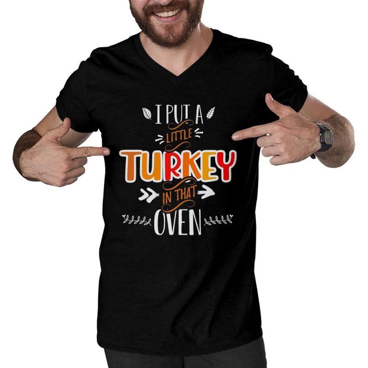 Mens Funny Turkey Dad Thanksgiving Pregnancy Announcement Men V-Neck Tshirt