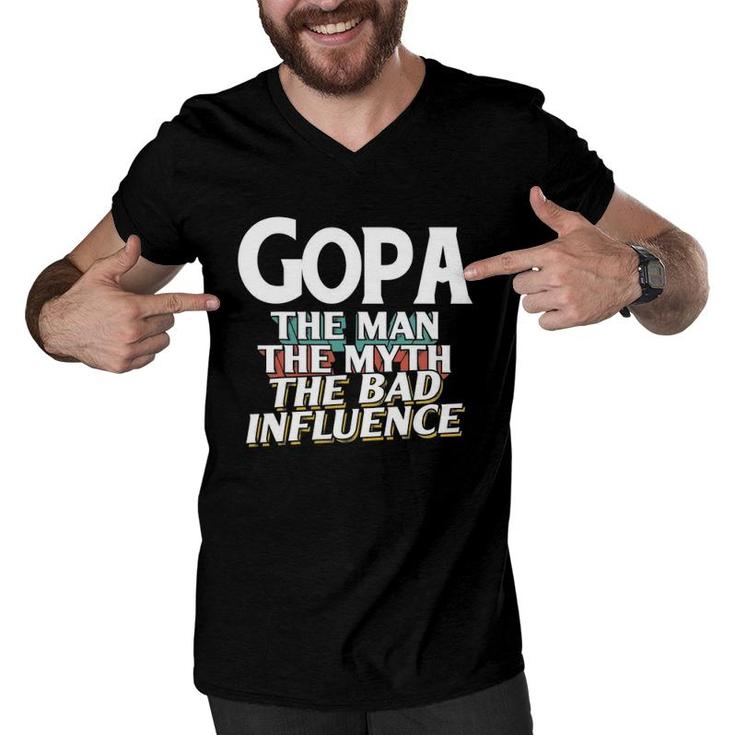 Mens Gopa Gift For The Man Myth Bad Influence Grandpa Men V-Neck Tshirt