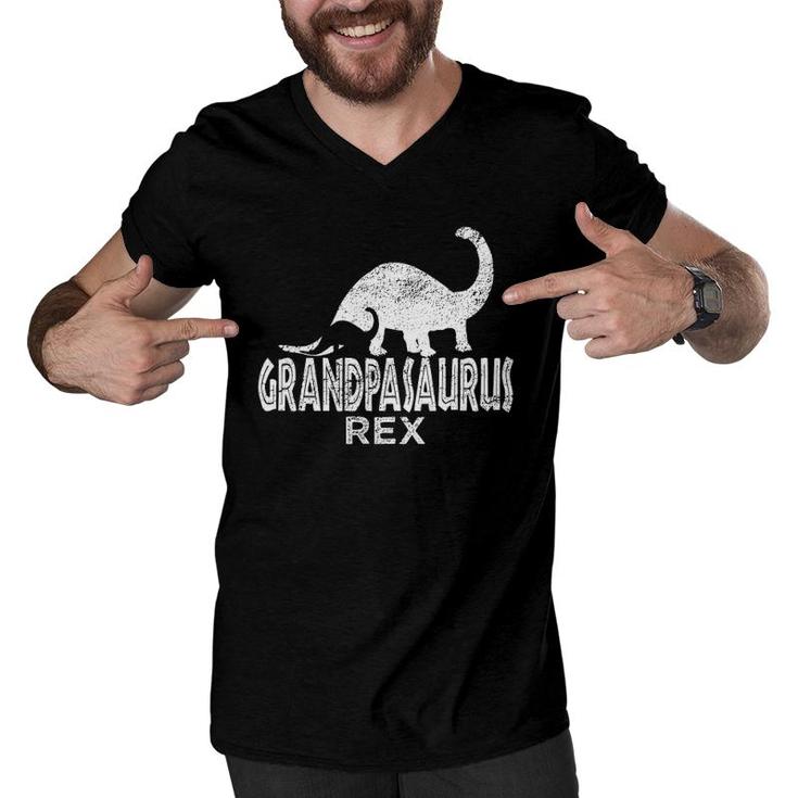 Mens Grandpasaurus Rex Gift Idea For Grandfather Men V-Neck Tshirt