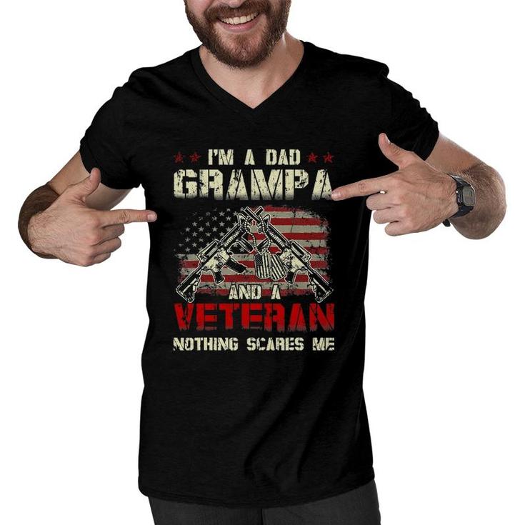 Mens I'm A Dad Grampa And A Veteran Best Grampa Ever Men V-Neck Tshirt