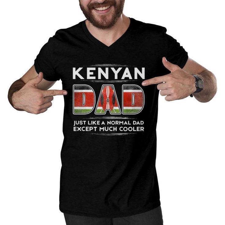 Mens Kenyan Dad Is Much Cooler Father's Day Flag Men V-Neck Tshirt