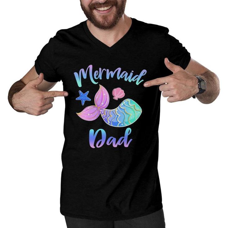 Mens Mermaid Dad Squad Gifts For Dad Fathers Men V-Neck Tshirt