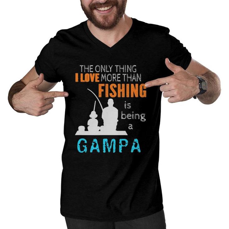 Mens More Than Love Fishing Gampa Special Grandpa Men V-Neck Tshirt