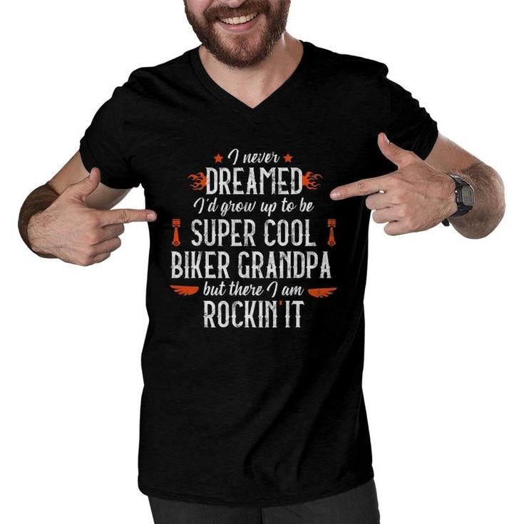 Mens Motorcycle Grandpa Biker Vintage Grandfather Tee Men V-Neck Tshirt