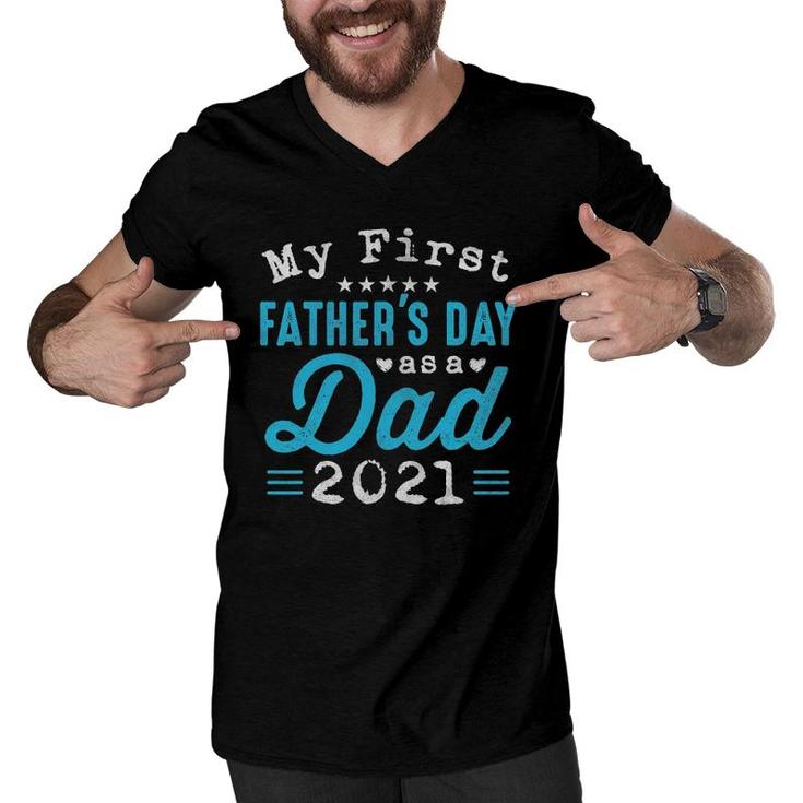 Mens My First Father's Day As A Dad, First Time Daddy New Dad Men V-Neck Tshirt