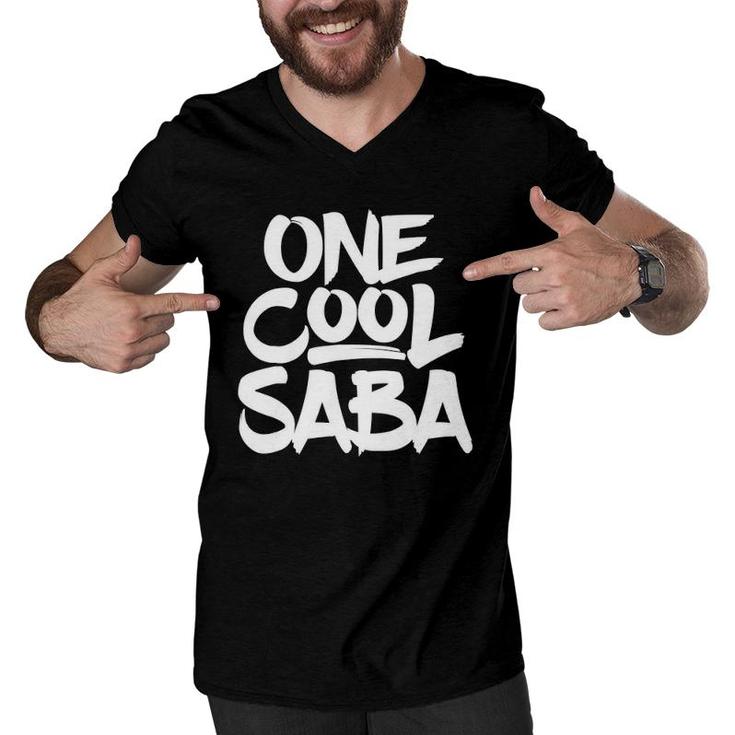 Mens One Cool Saba - Grandfather Dad Gift Tee Men V-Neck Tshirt