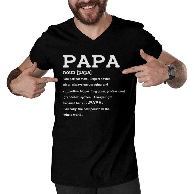 Mens Papa Definition Noun Nutrition Father's Day Grandpa Men V-Neck Tshirt