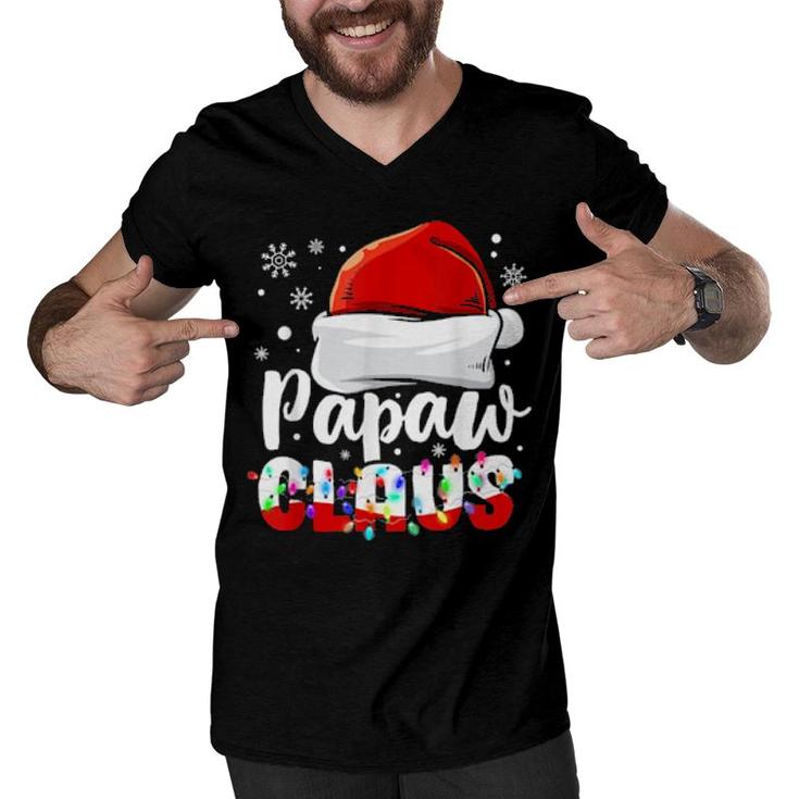 Mens Papaw Claus Beard Santa Hat Pajama Costume For Papa Dad  Men V-Neck Tshirt