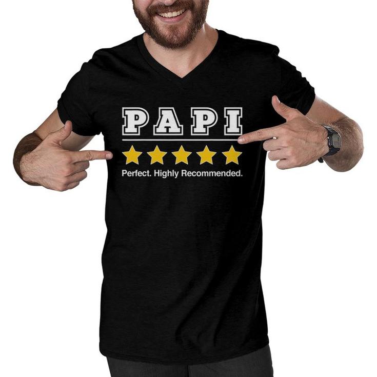 Mens Papi 5 Stars Perfect Funny Gifts For Papi Father's Day Men V-Neck Tshirt