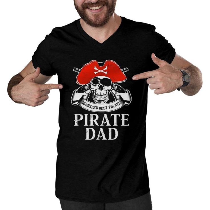 Mens Pirate Dad  World's Best Pirate Men V-Neck Tshirt