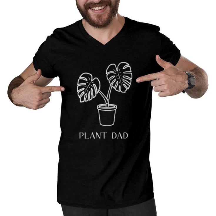 Mens Plant Lover Graphic Pocket Tee Monstera Houseplant Dad  Men V-Neck Tshirt
