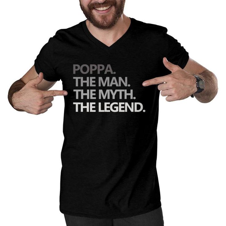 Mens Poppa The Man Myth Legend Father's Day Gift Grandpa Men V-Neck Tshirt