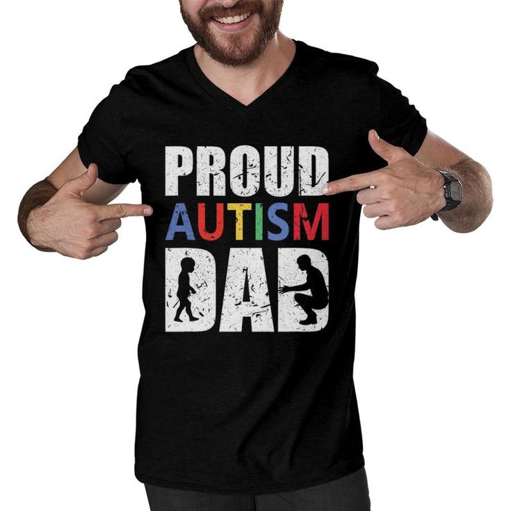 Mens Proud Autism Dad Men V-Neck Tshirt