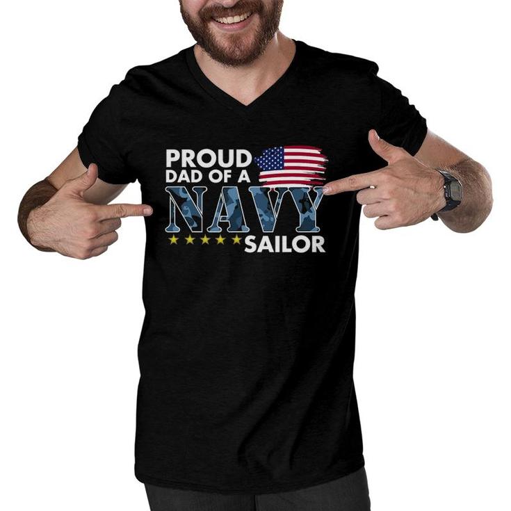 Mens Proud Dad Of A Navy Sailor Men V-Neck Tshirt