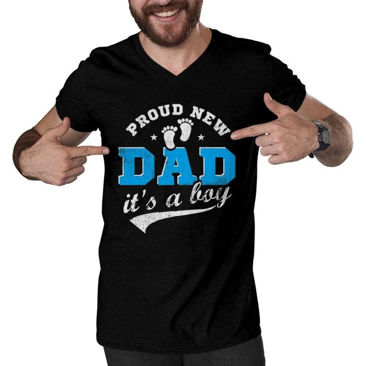 Mens Proud New Dad It's A Boy First Time Dad Gift Blue Men V-Neck Tshirt
