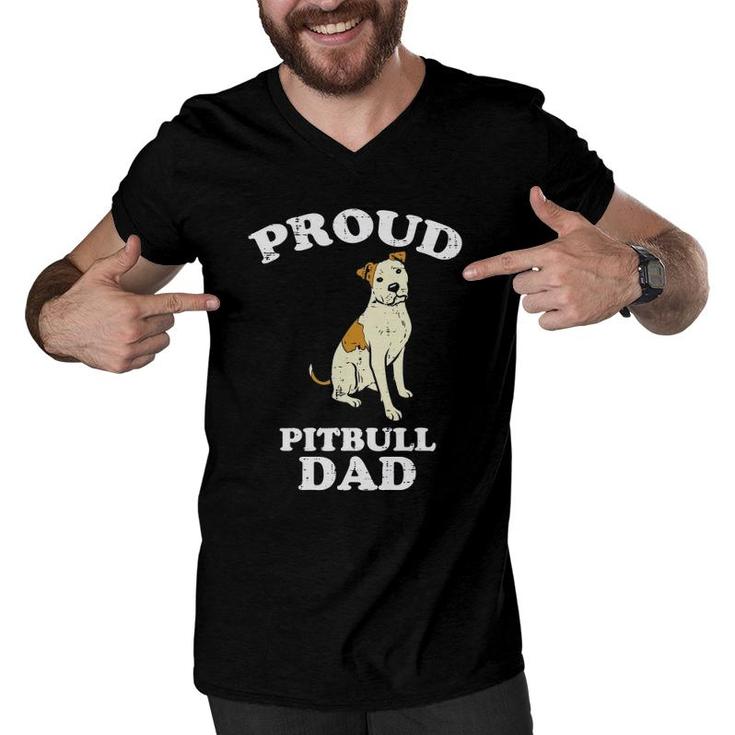 Mens Proud Pitbull Dad Pittie Pitty Pet Dog Owner Lover Men Gift Men V-Neck Tshirt