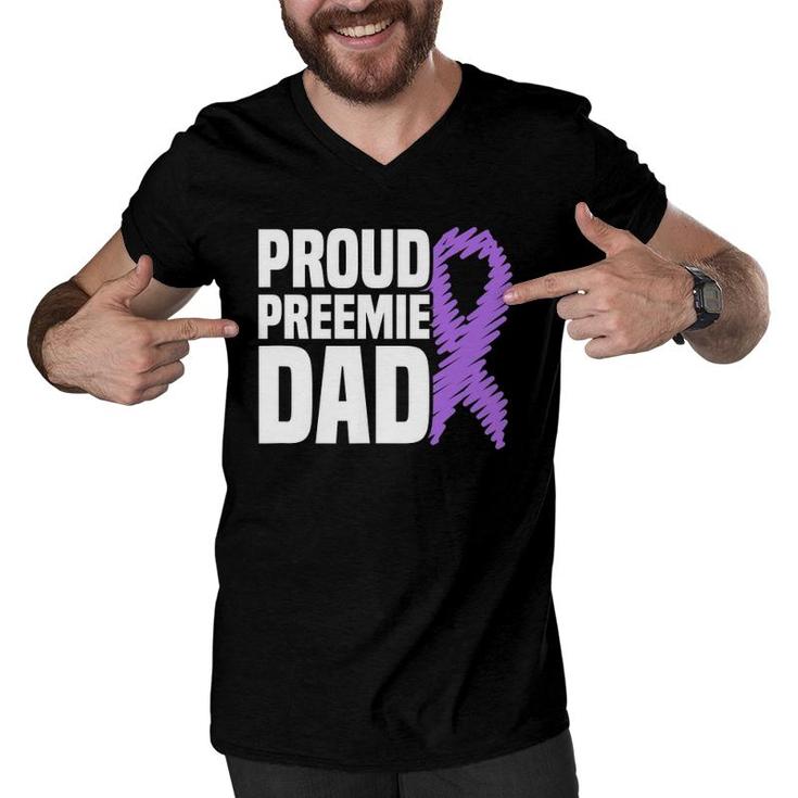 Mens Proud Preemie Dad Nicu Premature Birth Prematurity Awareness Men V-Neck Tshirt