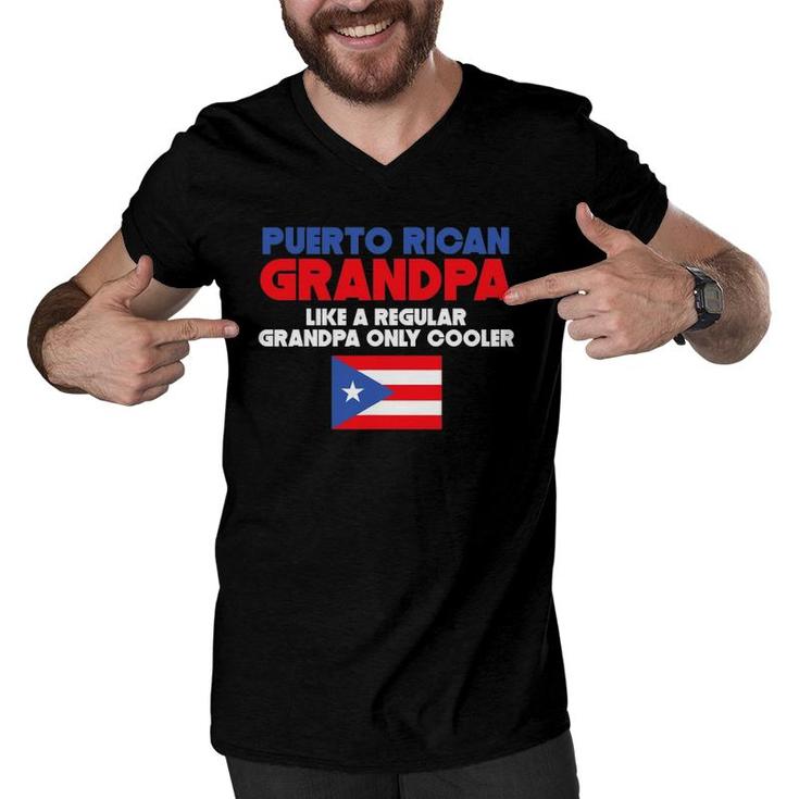 Mens Puerto Rican Grandpa Funny Grandparent's Day Men V-Neck Tshirt