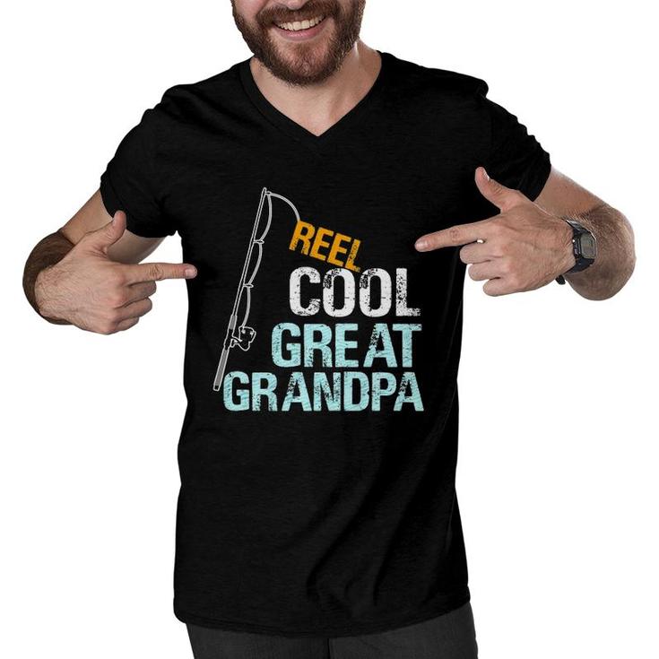 Mens Reel Cool Great Grandpa Gift From Granddaughter Grandson Men V-Neck Tshirt