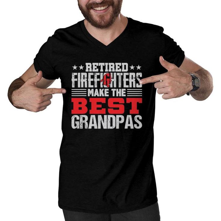 Mens Retired Firefighter Grandpa Fireman Retirement Gift Men V-Neck Tshirt