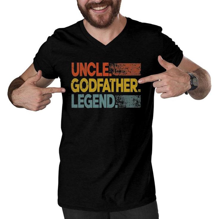 Mens Retro Uncle Godfather Legend Funny Uncle  Father's Day Men V-Neck Tshirt