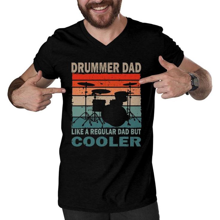 Mens Retro Vintage Drummer Dad Music Lover & Fan Father's Day Men V-Neck Tshirt
