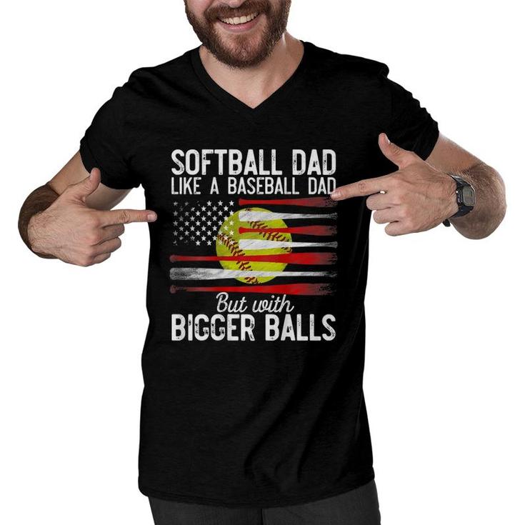 Mens Softball Dad Like A Baseball Dad Definition On Back Men V-Neck Tshirt